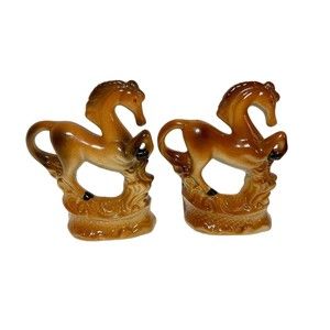 Vtg Horse Statue Figurine Ceramic Porcelain Brazil Lusterware Mid-Century ArtDec